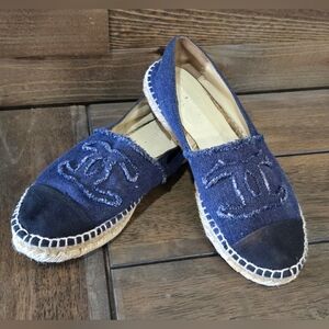 Chanel CC Cap Toe Blue Espadrilles